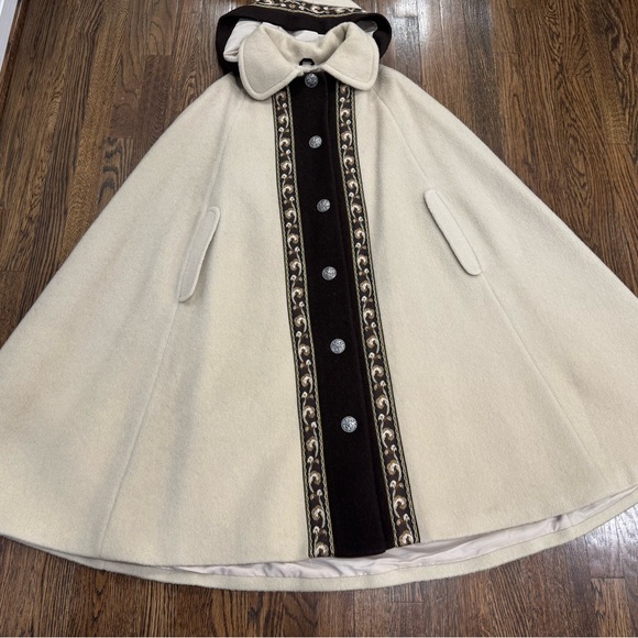 VTG 100% PURE WOOL Long Poncho Cape Evebofoss Norwegian Nordic Scandinavian M